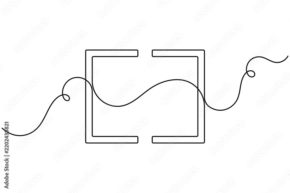 Obraz premium Square bracket icon sign continuous one line drawing on white background minimalist single art collection of programming developer and mathematical formulas symbol vector illustration