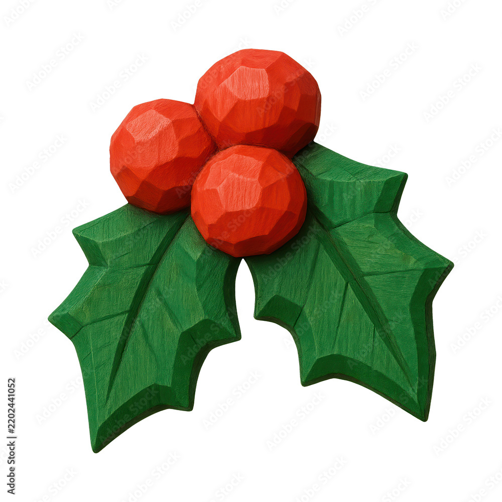 Obraz premium PNG Festive holly with red berries