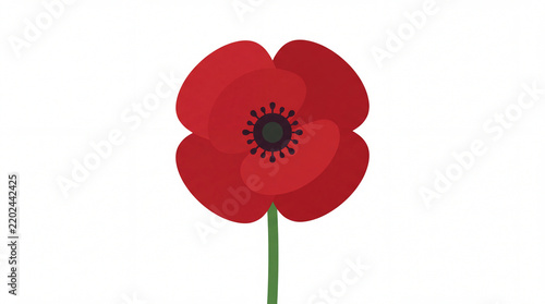 Vibrant red poppy flower illustration for remembrance day