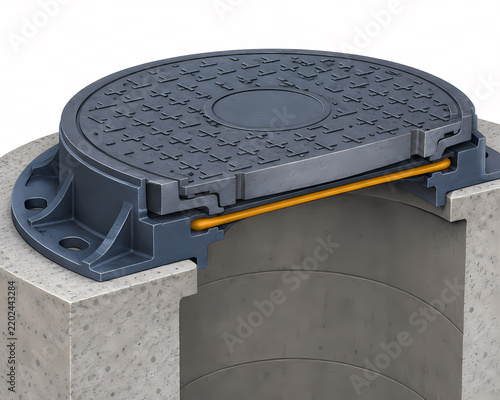 Watertight manhole frame gasket illustration