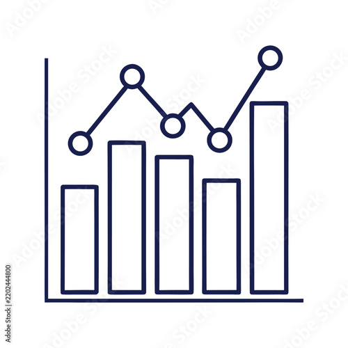 Line graph chart with bars showing data trends and analysis over time