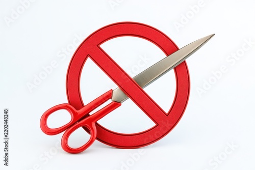 Red scissors lie within a prohibitive circle