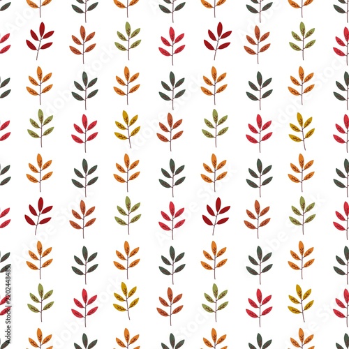 Minimalist Autumn Branch and Leaf Seamless Pattern Vector 