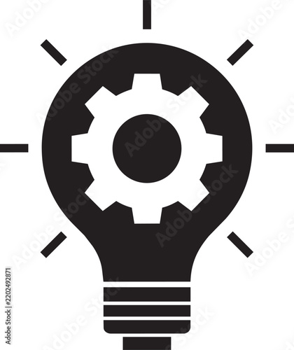 Light Bulb With Gear Icon Symbolizing Innovation Technology Engineering Ideas Creativity And Smart Solutions