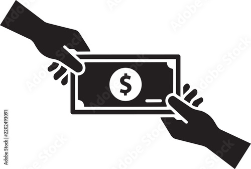 Hands Exchanging Dollar Banknote Symbolizing Money Transfer Payment Donation Finance And Financial Transactions