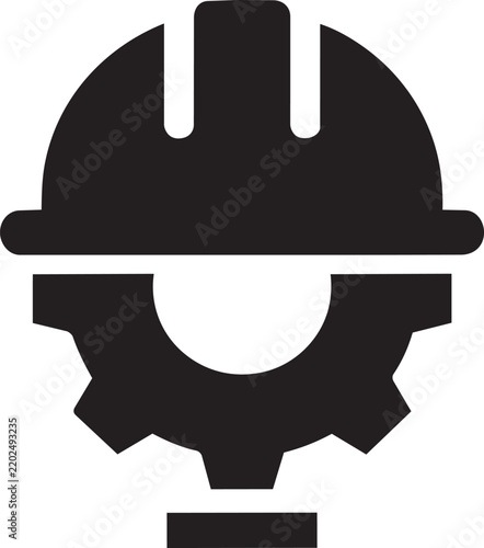 Construction Safety Helmet And Gear Icon Representing Worker Protection And Industrial Engineering