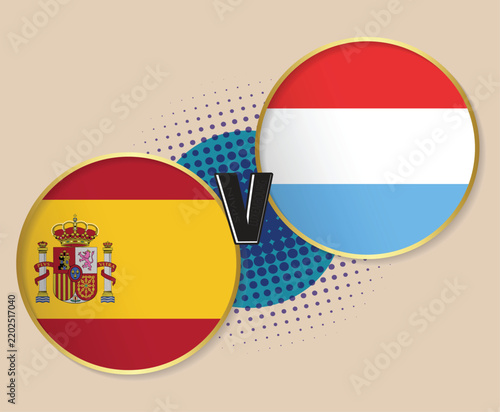 Spain Vs Luxembourg circular flag _ vector and illustration with the abstract colour background 