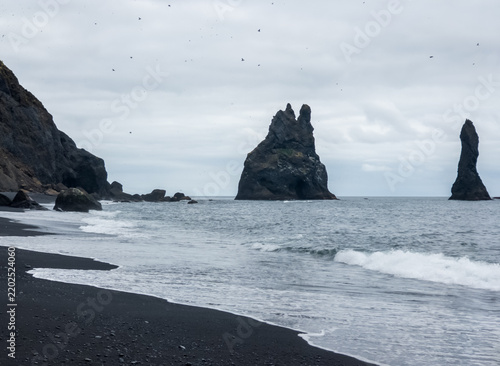 Reynisdrangar Basalt Sea Stacks at Reynisfjara Black Sand Beach