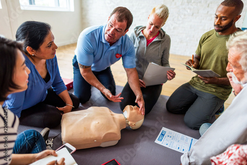 CPR training session with instructor