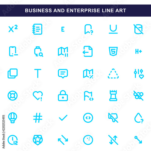 Business enterprise flat icons set line art transparent png