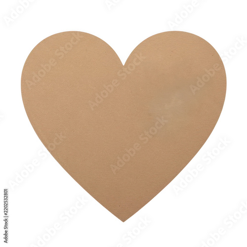 Heart shape made of brown cork material isolated on transparent background