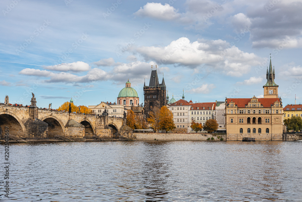 Fototapeta premium Panoramic View of Charles Bridge and Old Town Prague