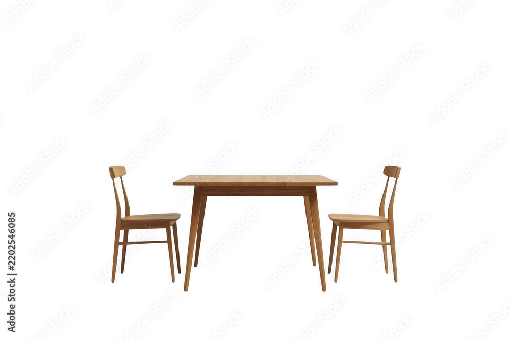 Fototapeta premium Wooden Dining Table with Two Chairs