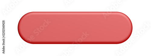 Red button. Isolated. Blank. 3d illustration.