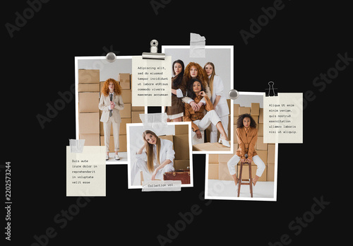 Fashion Collage Mockup Board With Isolated Design Elements
