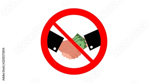 Картината върху платно No bribery handshake with money anti-corruption business ethics