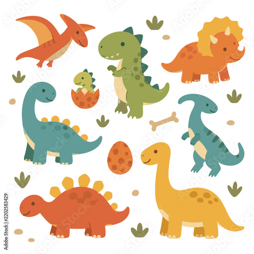 Dinosaur Characters Illustration for Nursery and Kids Design
