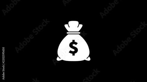 Abstract Dollar icon conceptual business animation background 4k animation on black background