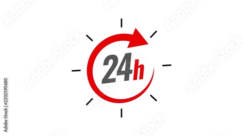 Abstract clock icon animation. arrow Clock 24-Hours icon Digital and analog clock 24 hour isolated on white background 4k animation