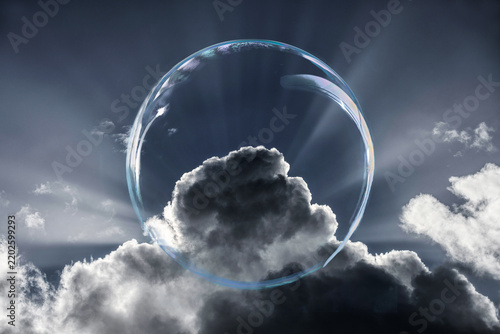 soap bubbles on a dark sky