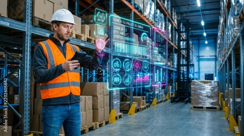 Warehouse Worker Using Augmented Reality Hologram Interface for Smart Logistics Inventory Management and Supply Chain Automation