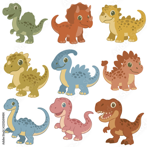 Dinosaur Characters Illustration for Nursery and Kids Design