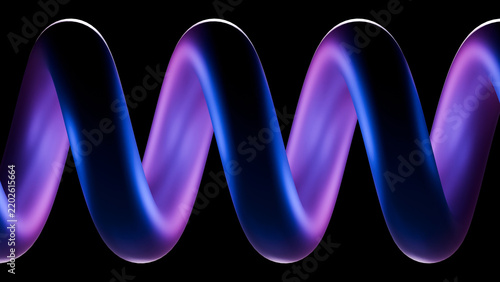 Fotografie 3D abstract purple and blue spiral spring shape isolated on black background