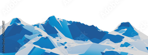 Low poly ice mountain. Blue and white terrain