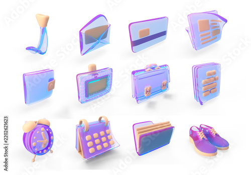 Liquid Glass Business 3D Icons - Office, Finance and Work