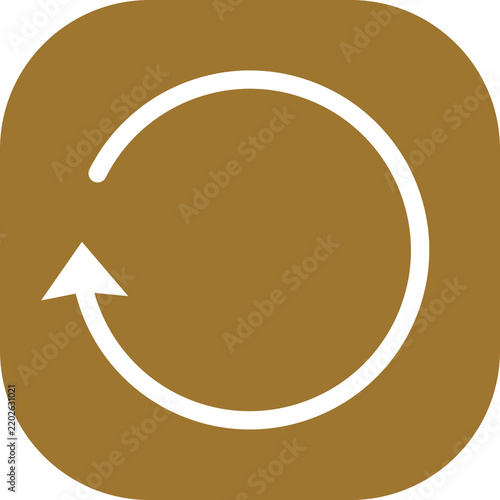 Brown rounded square icon with white circular refresh reload arrow symbol by chinna - isolated on white background