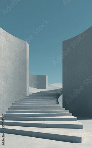 Modern Blue Staircase in Minimal Architectural Interior