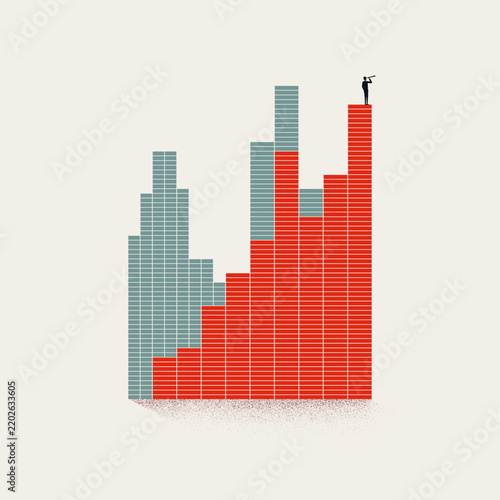 Corporate business growth vector concept. Symbol of financial success, leadership vision, market challenge strategy future . Minimal design eps10 illustration.