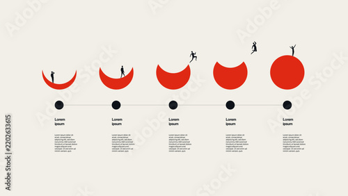 Business growth strategy infographic vector concept. Symbol of financial progress, future timeline, career development achievement goal . Minimal design eps10 illustration.