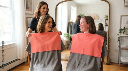 Joyful Hair Styling Session in Bright Studio