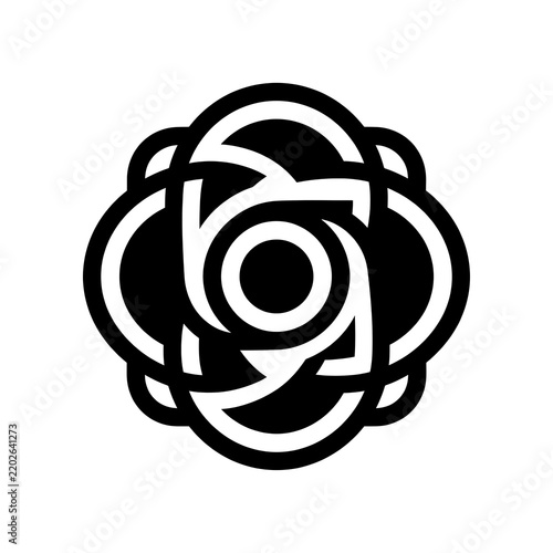 Abstract geometric floral emblem isolated on a transparent background