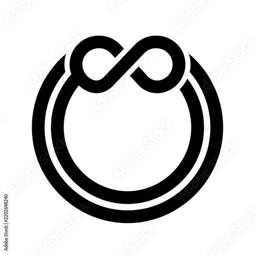 Black infinity loop circle icon isolated on a transparent background