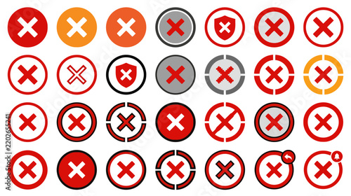 Collection of Red Cross Symbols Isolated on Transparent Background
