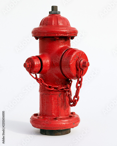 Plakat Red fire hydrant against a white background