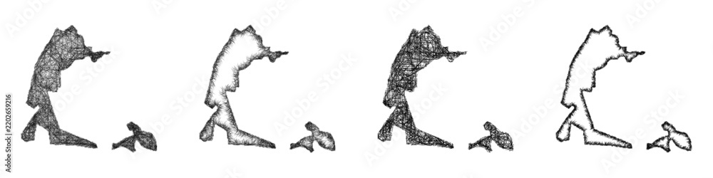 Fototapeta premium Sketch Gamprin (Liechtenstein) outline map design set