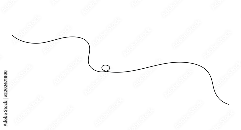 Obraz premium Depicting a wave line art in continuous one line style, featuring an editable stroke vector design.