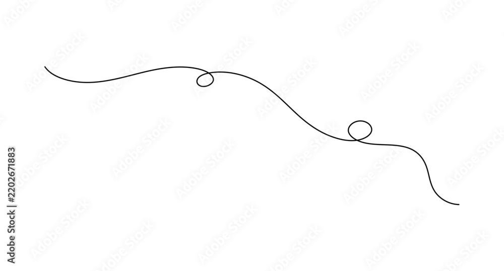 Fototapeta premium Depicting a wave line art in continuous one line style, featuring an editable stroke vector design.