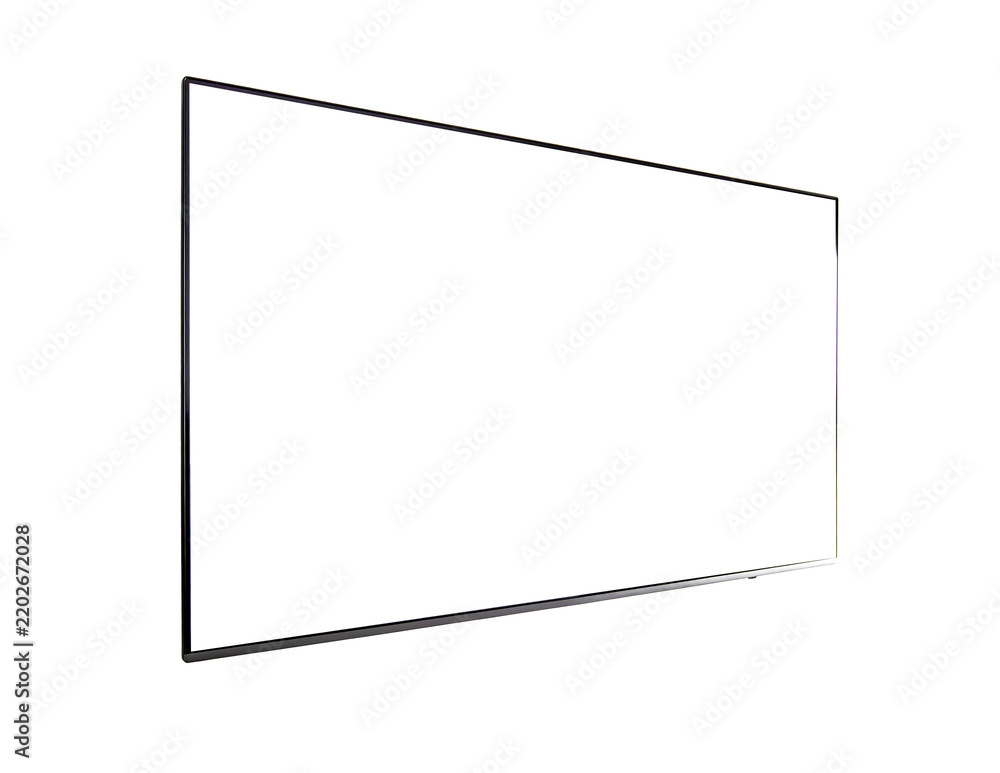 Obraz premium Angled perspective tv screen mockup for digital cinema presentation. Blank flatscreen smart