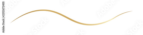 Graceful golden wave flourish isolated on transparent background