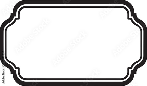 Decorative vintage style rectangular frame with rounded corners and double border lines black and