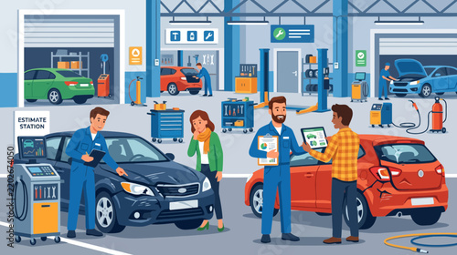 Car Repair Service: Mechanics Help Customers with Vehicle Maintenance