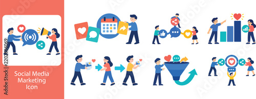 Social Media Marketing Icons – Digital Promotion, Online Branding and Social Network Strategy