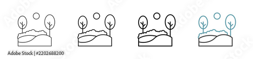 Outline style landscape icon set. Available various sizes