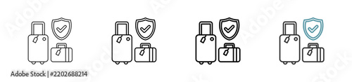 Outline style travel insurance icon set. Available various sizes