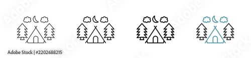 Outline style camping icon set. Available various sizes