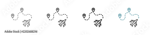 Outline style itinerary icon set. Available various sizes